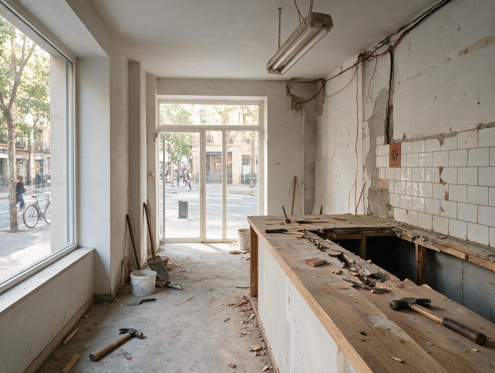 Cafetería anticuada antes de la renovación