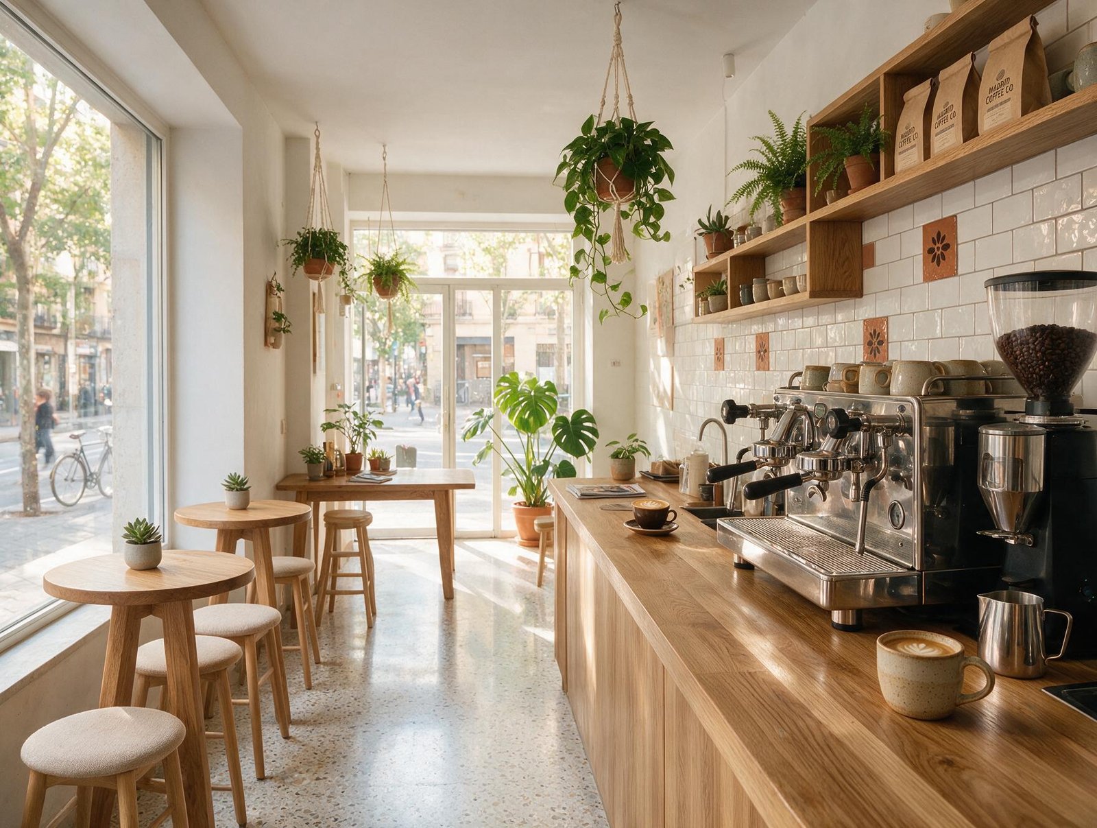 Cafetería en Malasaña con barra nueva después de la reforma